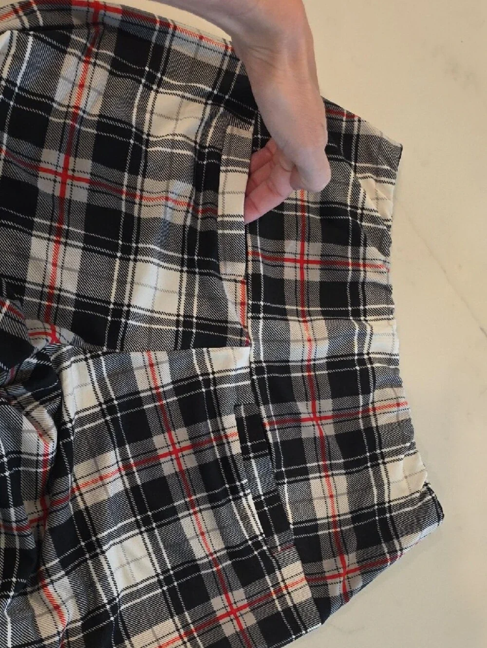NWOT Plaid Wide-Leg Palazzo Pants - Black, White & Red - Picture 6 of 6